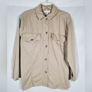 TOPSHOP TAN KHAKI DENIM FRONT POCKET STREET WEAR HIPSTER BUTTON JACKET